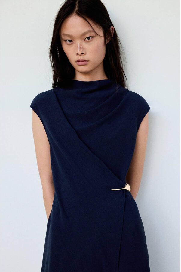 Mango midi jurk donkerblauw