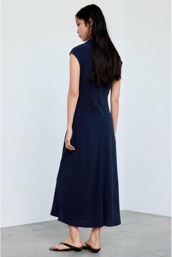 Mango midi jurk donkerblauw - Foto 2