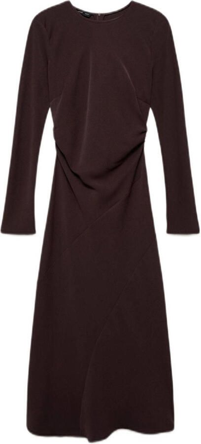 Mango midi jurk donkerbruin