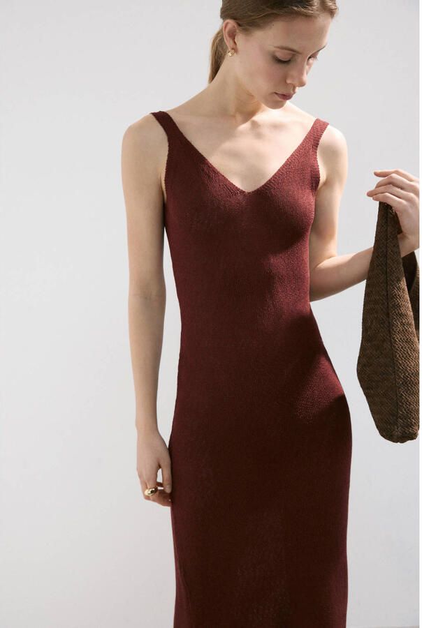 Mango midi jurk donkerrood