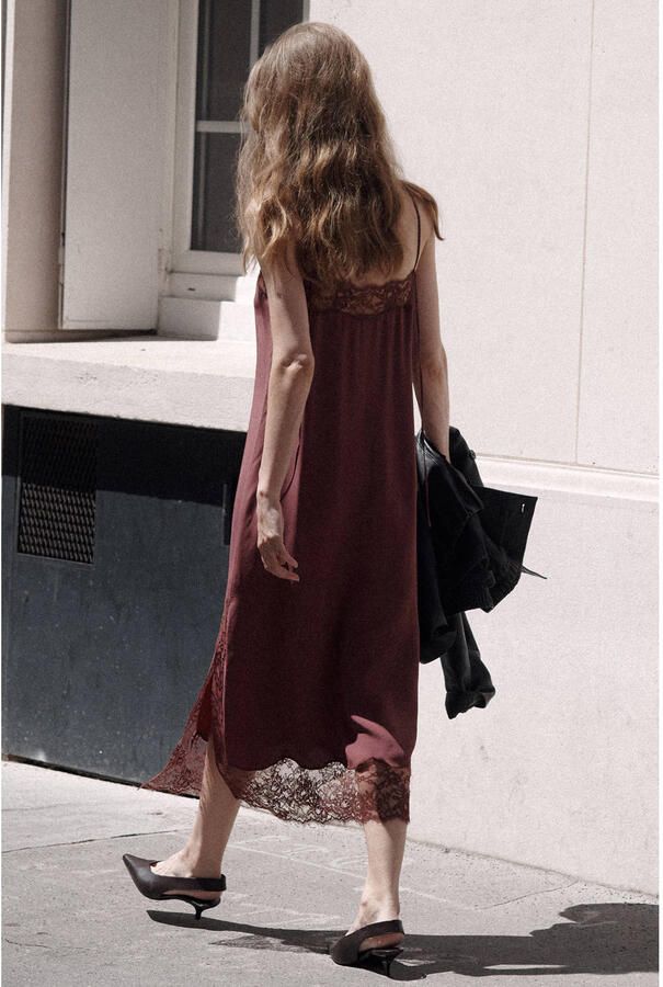 Mango midi jurk donkerrood