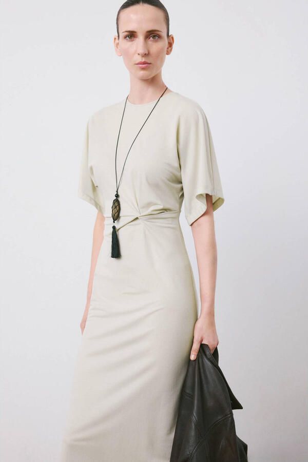 Mango midi jurk ecru