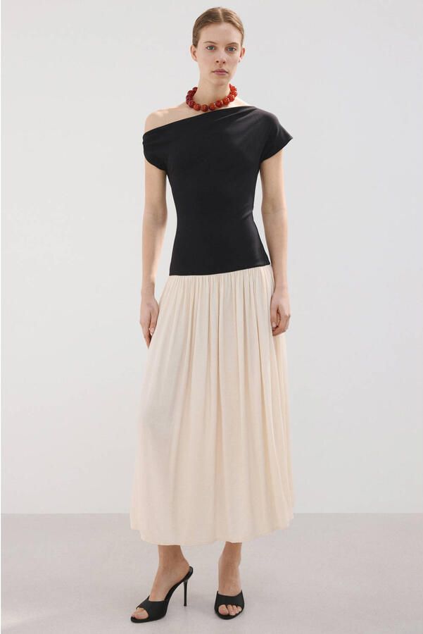 Mango midi jurk ecru