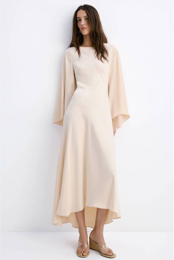 Mango midi jurk ecru