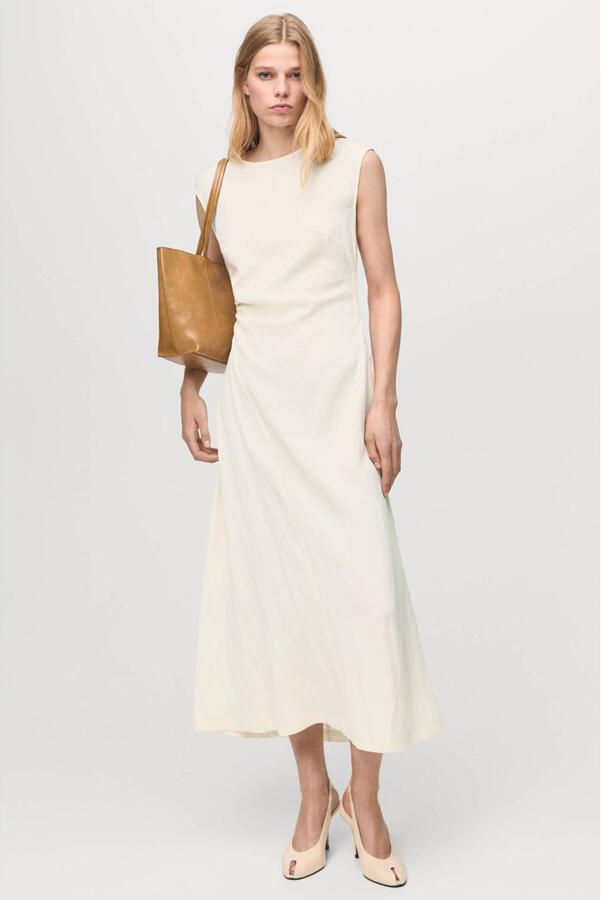 Mango midi jurk ecru