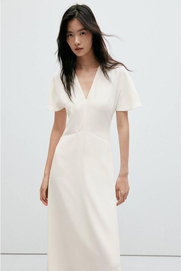 Mango midi jurk ecru