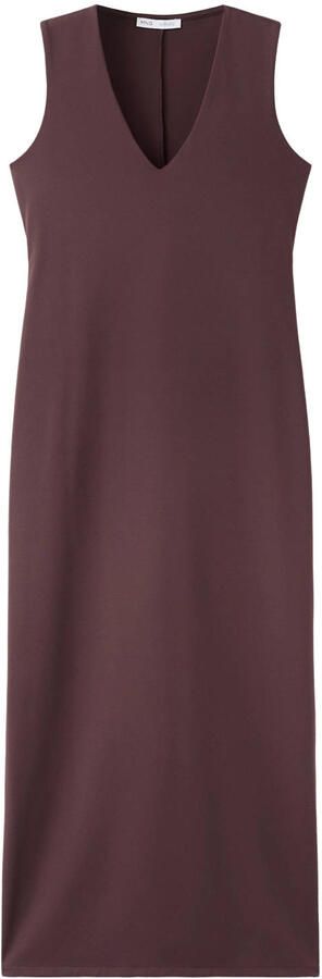 Mango midi jurk fijn gebreid donkerrood - Foto 3