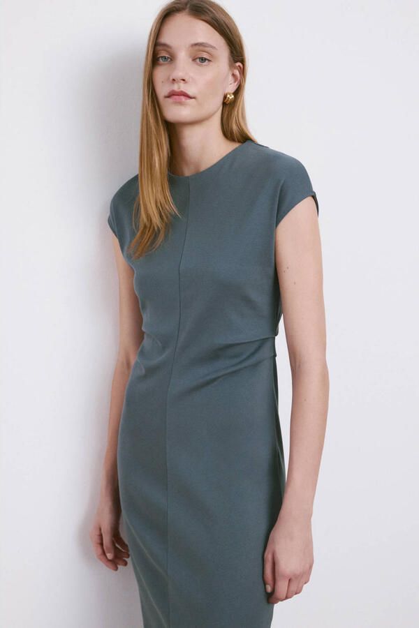 Mango midi jurk grijsblauw