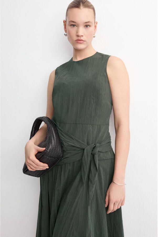 Mango midi jurk kaki
