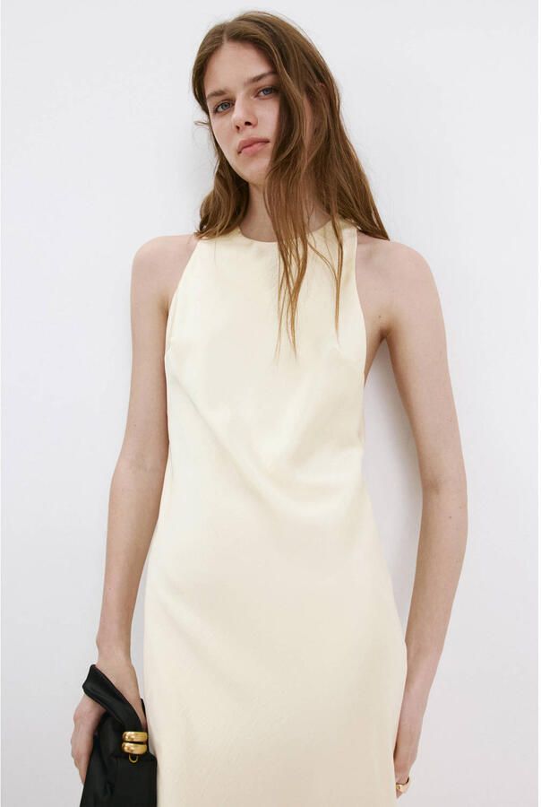 Mango midi jurk lichtgeel