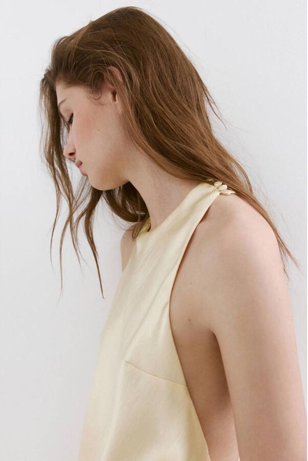 Mango midi jurk lichtgeel - Foto 3