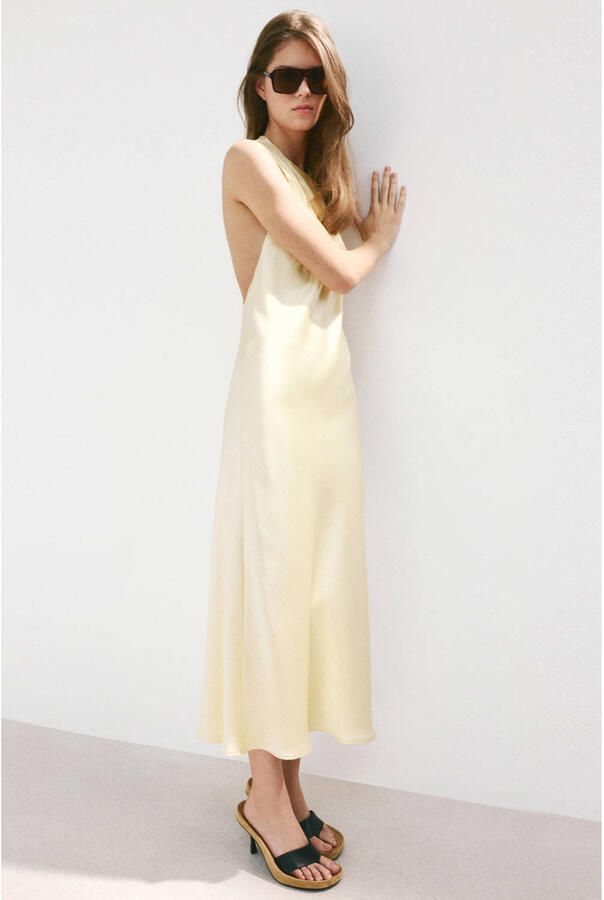 Mango midi jurk lichtgeel - Foto 2