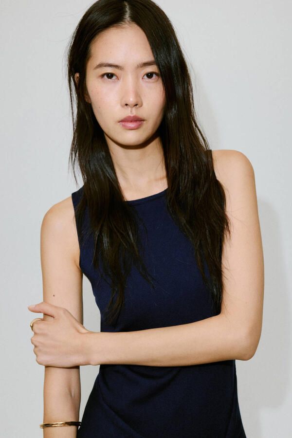 Mango midi jurk marineblauw
