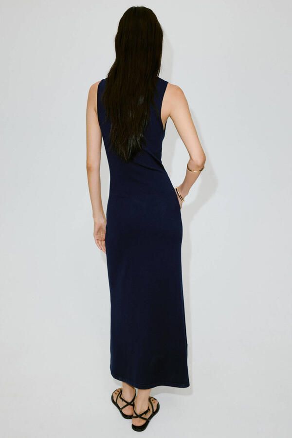 Mango midi jurk marineblauw - Foto 3