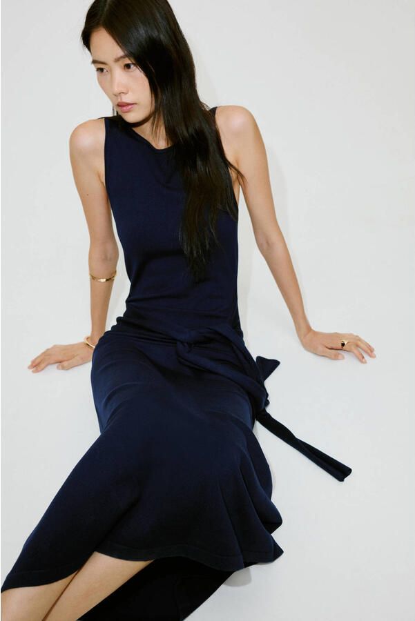 Mango midi jurk marineblauw - Foto 2
