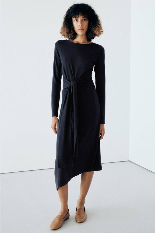 Mango midi jurk marineblauw