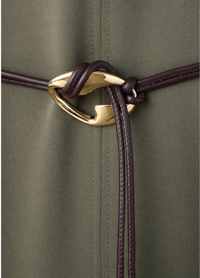 Mango midi jurk met ceintuur kaki - Foto 2