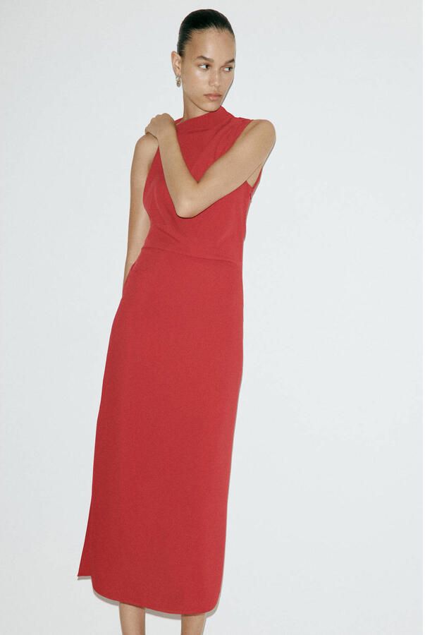 Mango midi jurk met split rood - Foto 2