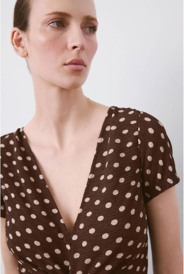 Mango midi jurk met stippen bruin - Foto 2