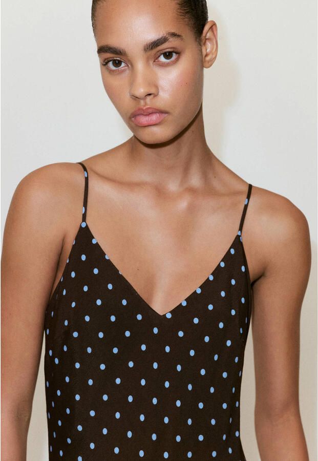 Mango midi jurk met stippen bruin