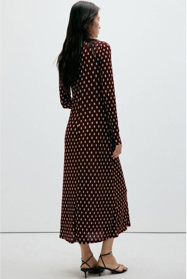 Mango midi jurk met stippen donkerrood - Foto 3