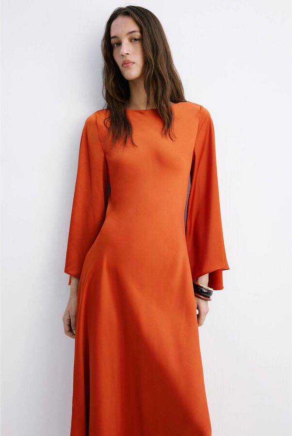 Mango midi jurk oranje