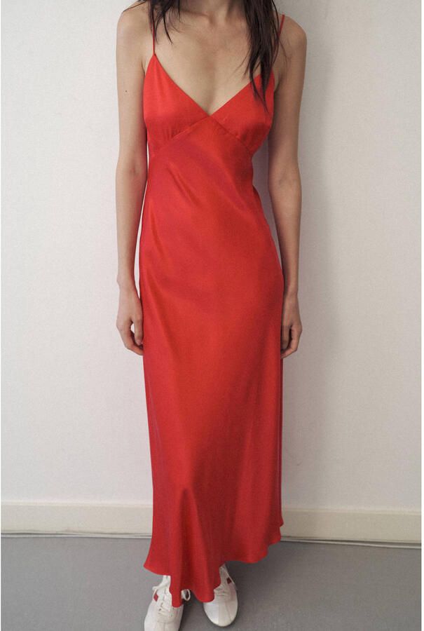 Mango midi jurk rood
