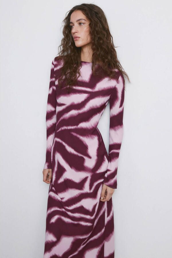 Mango midi jurk roze