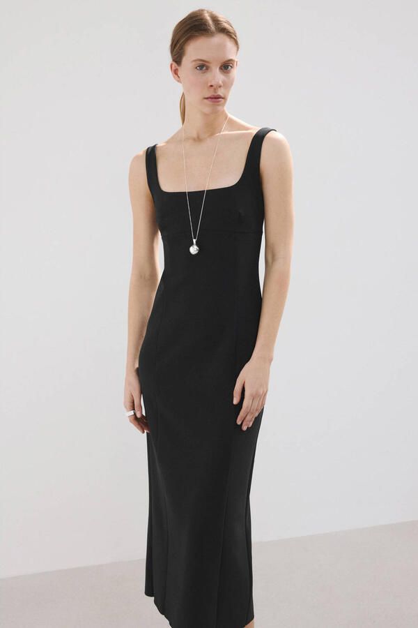 Mango midi jurk zwart