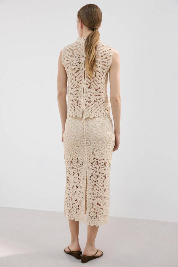 Mango midi rok ajour beige - Foto 2