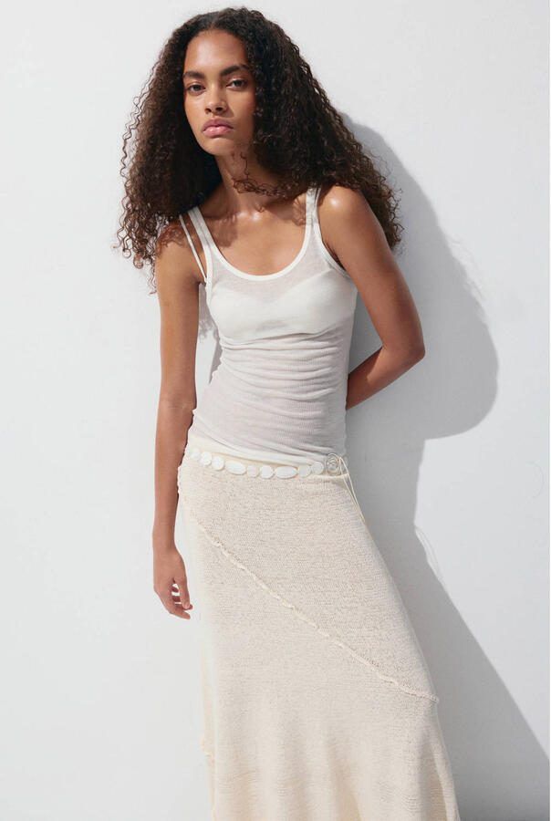 Mango midi rok beige