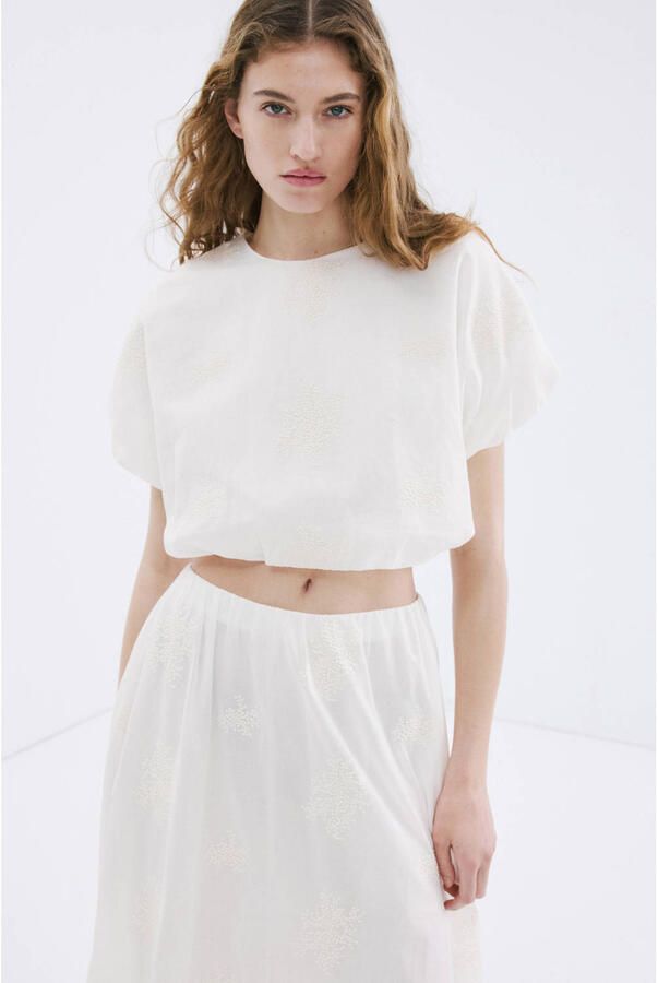 Mango midi rok broderie ecru - Foto 3