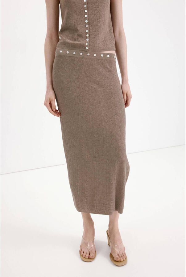 Mango midi rok bruin