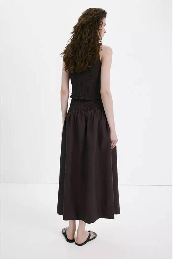 Mango midi rok donkerbruin - Foto 5