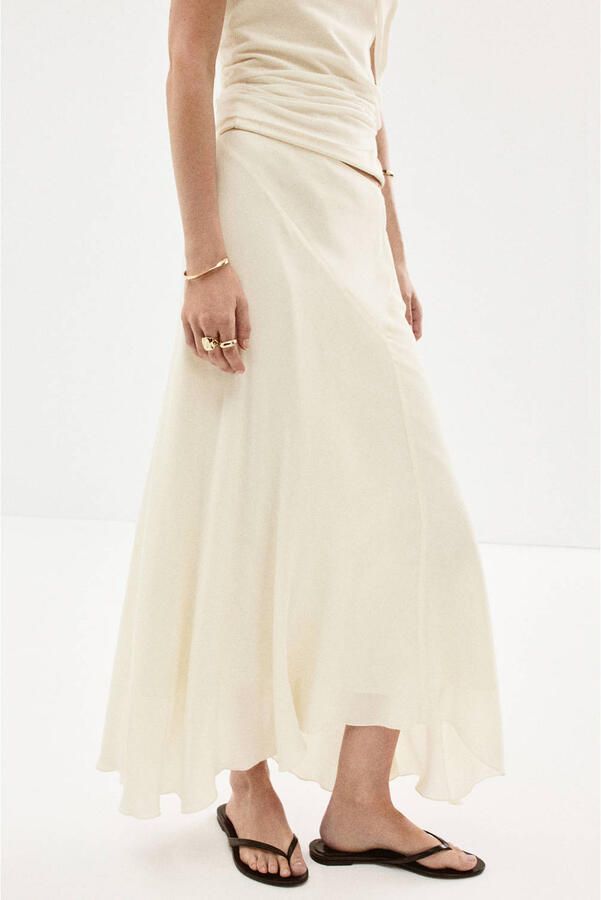 Mango midi rok ecru