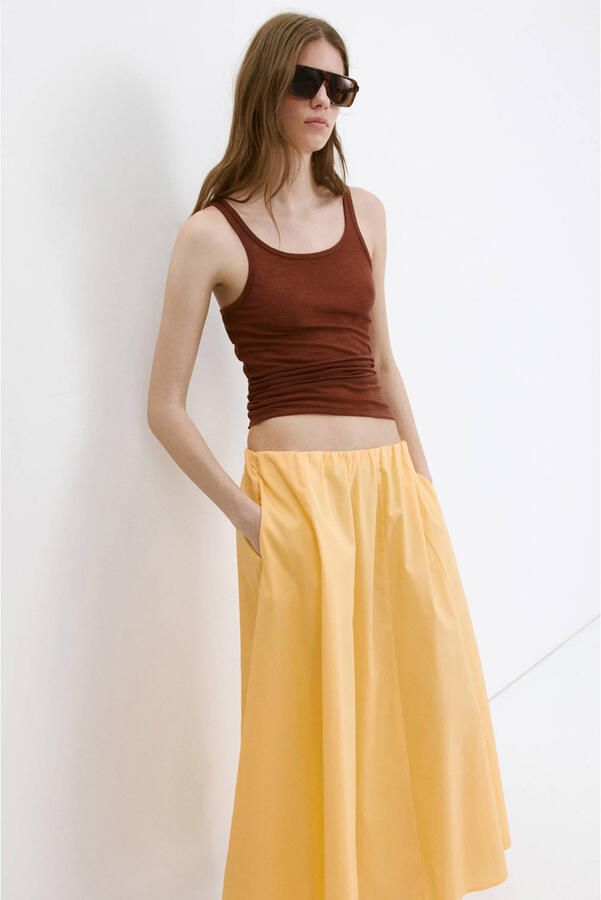 Mango midi rok geel