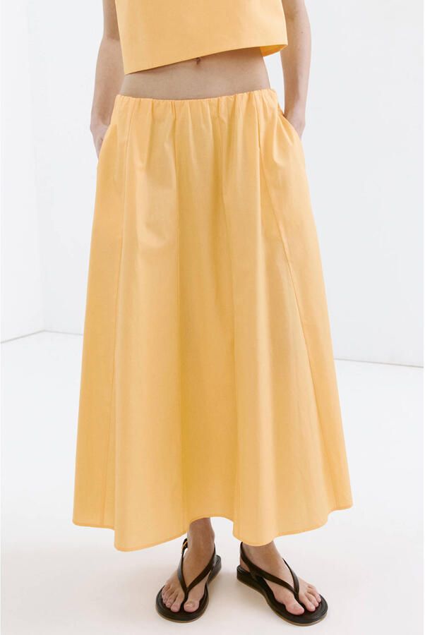 Mango midi rok geel - Foto 3