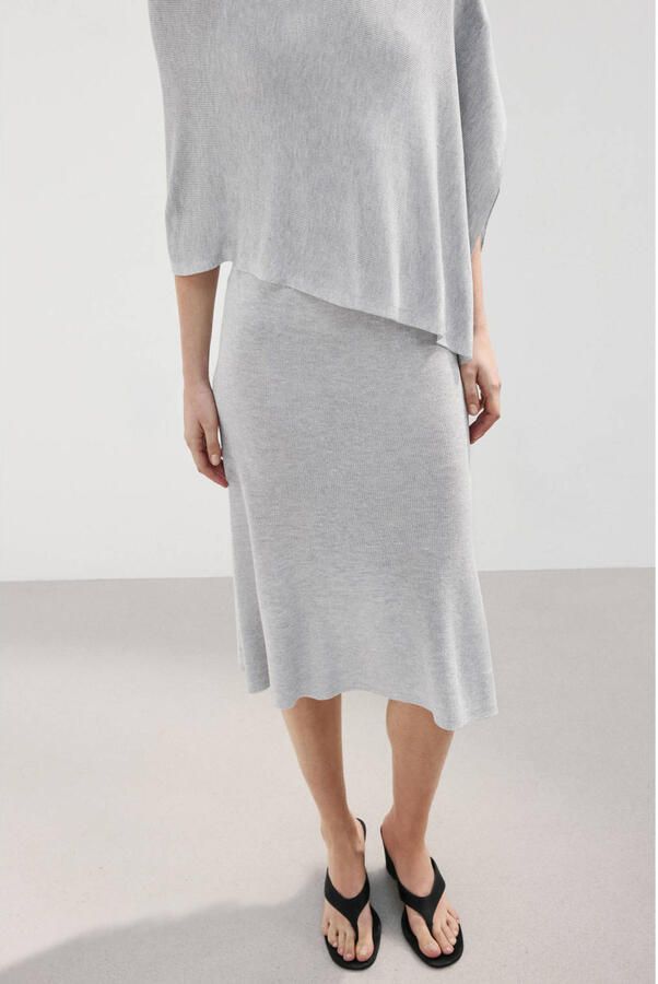 Mango midi rok lichtgrijs