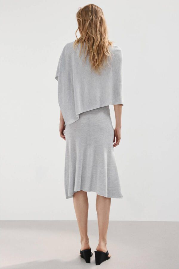 Mango midi rok lichtgrijs - Foto 3