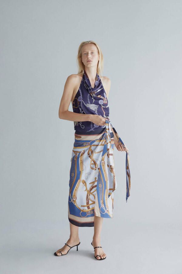 Mango midi rok met print meerkleurig