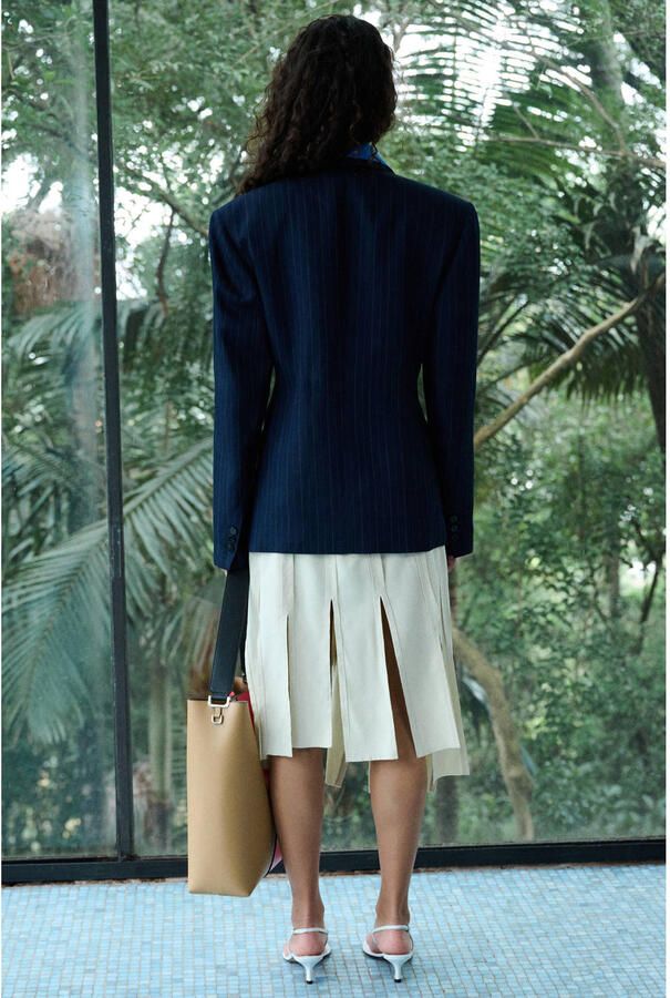 Mango midi rok plooirok ecru - Foto 3