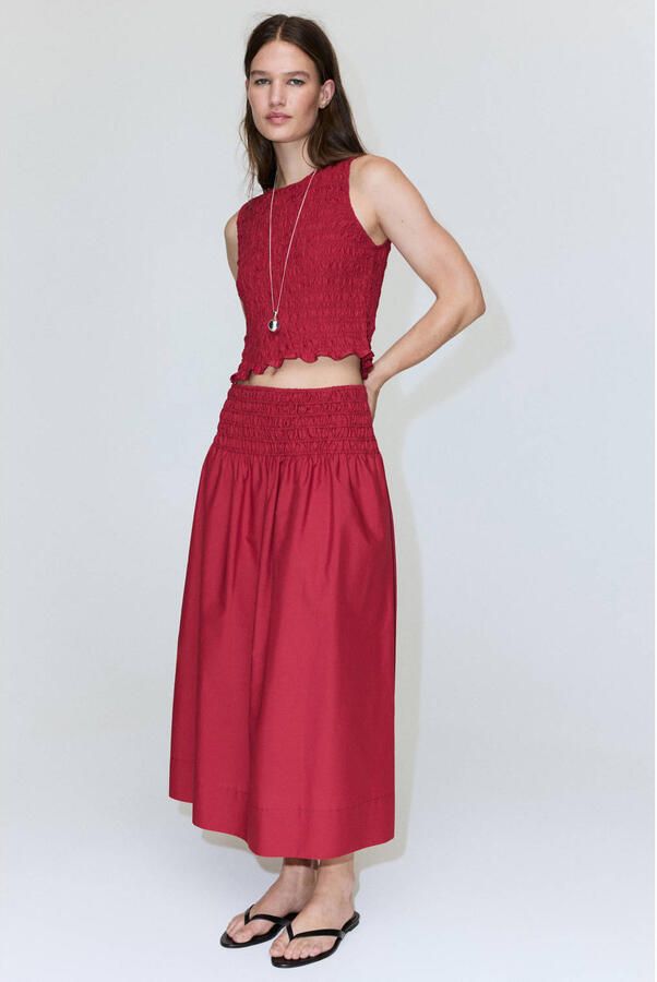 Mango midi rok rood - Foto 2