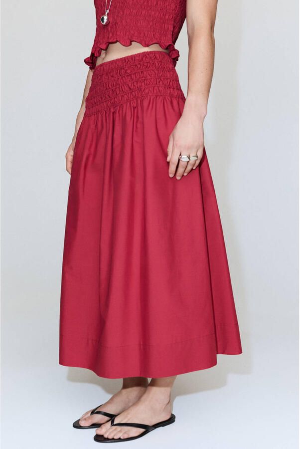 Mango midi rok rood - Foto 3