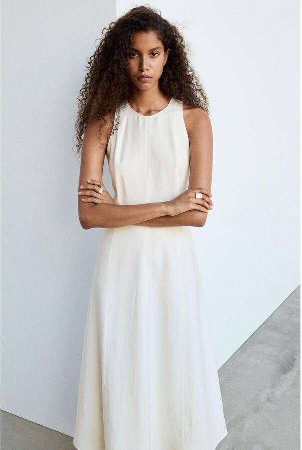 Mango midi zomerjurk beige