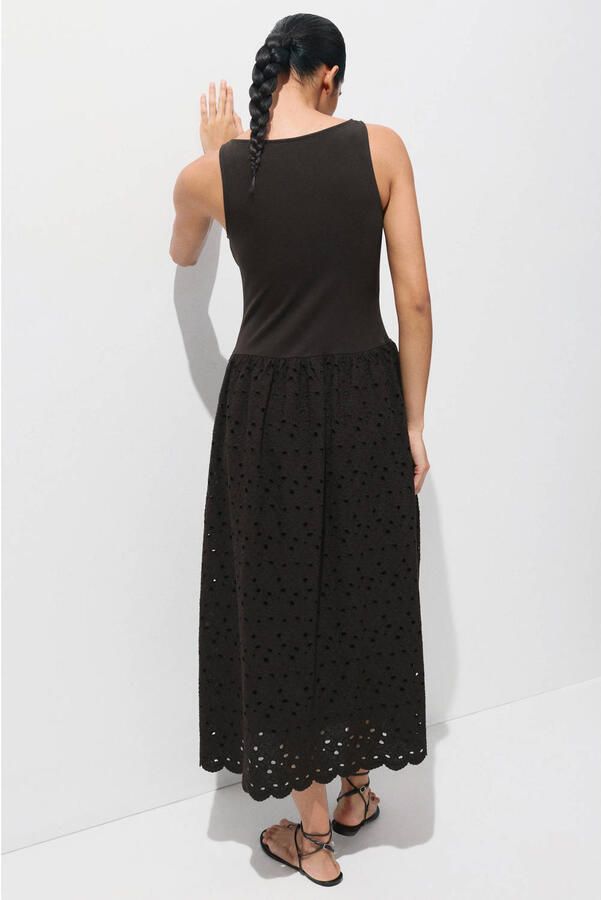 Mango midi zomerjurk donkerbruin - Foto 2