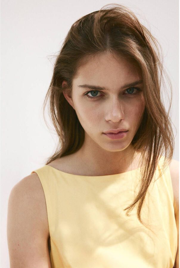 Mango midi zomerjurk geel - Foto 2
