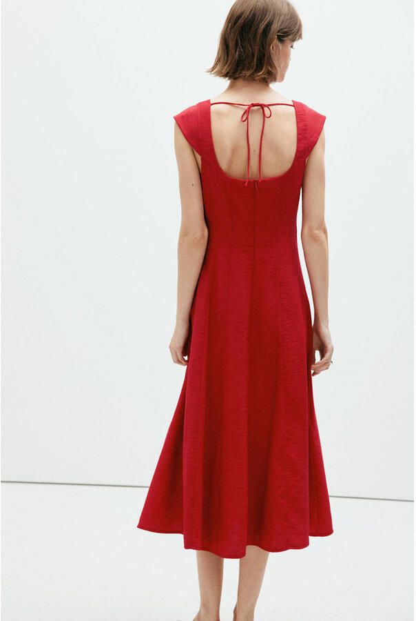 Mango midi zomerjurk rood - Foto 3