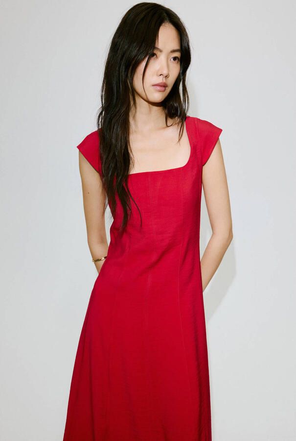 Mango midi zomerjurk rood - Foto 2