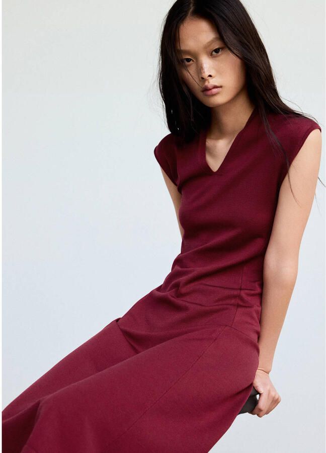 Mango midi zomerjurk rood