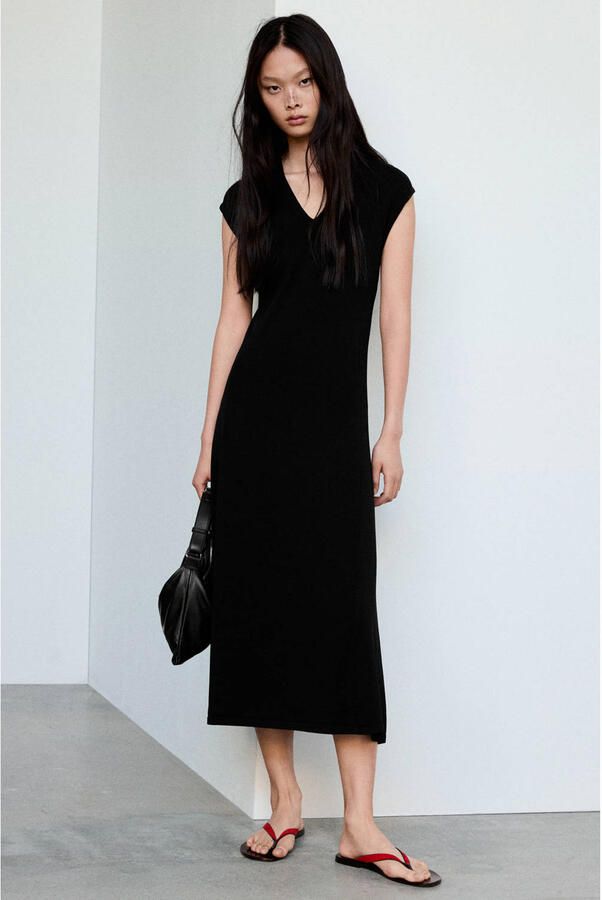 Mango midi zomerjurk zwart
